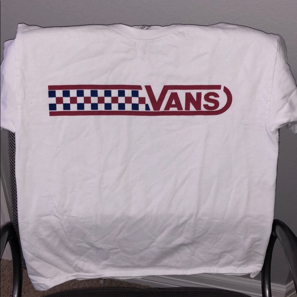Red white and blue Vans T-shirt.